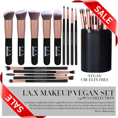 LAX 14PCS PREMIUM VEGAN MAKE UP BRUSH SET