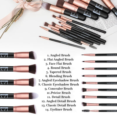LAX 14PCS PREMIUM VEGAN MAKE UP BRUSH SET